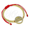 Pulsera Bolo Ajustable 03.341.0152.11 Oro Laminado, Diseño de Bola y Mama, con Blanca Micro Pave and Blanca Zirconia Cubica, Pulido, Tono Dorado (04 MM Thickness, 11 Inches Length)