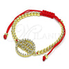 Pulsera Bolo Ajustable 03.341.0152.11 Oro Laminado, Diseño de Bola y Mama, con Blanca Micro Pave and Blanca Zirconia Cubica, Pulido, Tono Dorado (04 MM Thickness, 11 Inches Length)