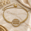 Pulsera Bolo Ajustable 03.341.0153.10 Oro Laminado, Diseño de Bola y Mama, con Micro Pave Blanca y Zirconia Cubica Blanca, Pulido, Tono Dorado (Grosor 01 MM, 10 Pulgadas de Largo)
