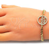 Pulsera Elegante 03.341.0154.08 Oro Laminado, Diseño de Mama, con Blanca Micro Pave and Blanca Zirconia Cubica, Pulido, Tono Dorado (04 MM Thickness, 8 Inches Length)