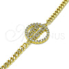Pulsera Elegante 03.341.0154.08 Oro Laminado, Diseño de Mama, con Blanca Micro Pave and Blanca Zirconia Cubica, Pulido, Tono Dorado (04 MM Thickness, 8 Inches Length)