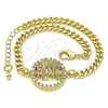 Pulsera Elegante 03.341.0154.08 Oro Laminado, Diseño de Mama, con Blanca Micro Pave and Blanca Zirconia Cubica, Pulido, Tono Dorado (04 MM Thickness, 8 Inches Length)