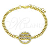Pulsera Elegante 03.341.0154.08 Oro Laminado, Diseño de Mama, con Blanca Micro Pave and Blanca Zirconia Cubica, Pulido, Tono Dorado (04 MM Thickness, 8 Inches Length)