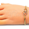 Pulsera Elegante 03.341.0157.08 Oro Laminado, Diseño de Corazón y Infinito, con Rubi and Zafiro Azul Micro Pave, Pulido, Tono Dorado (04 MM Thickness, 8 Inches Length)