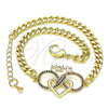 Pulsera Elegante 03.341.0157.08 Oro Laminado, Diseño de Corazón y Infinito, con Rubi and Zafiro Azul Micro Pave, Pulido, Tono Dorado (04 MM Thickness, 8 Inches Length)
