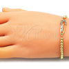 Pulsera Bolo Ajustable 03.341.0161.11 Oro Laminado, Diseño de Paperclip y Bola, con Multicolor Micro Pave, Pulido, Tono Dorado (04 MM Thickness, 11 Inches Length)