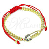 Pulsera Bolo Ajustable 03.341.0161.11 Oro Laminado, Diseño de Paperclip y Bola, con Multicolor Micro Pave, Pulido, Tono Dorado (04 MM Thickness, 11 Inches Length)