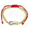 Pulsera Bolo Ajustable 03.341.0161.11 Oro Laminado, Diseño de Paperclip y Bola, con Multicolor Micro Pave, Pulido, Tono Dorado (04 MM Thickness, 11 Inches Length)