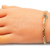 Pulsera Bolo Ajustable 03.341.0163.08 Oro Laminado, Diseño de Paperclip y Mama, con Multicolor Micro Pave, Pulido, Tono Dorado (04 MM Thickness, 8 Inches Length)