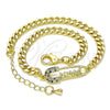Pulsera Bolo Ajustable 03.341.0163.08 Oro Laminado, Diseño de Paperclip y Mama, con Multicolor Micro Pave, Pulido, Tono Dorado (04 MM Thickness, 8 Inches Length)