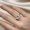 Anillo Multi Piedra 01.341.0064 Oro Laminado, Diseño de Ojo Griego y Corazón, con Blanca Micro Pave and Marfil Madre Perla, Pulido, Tono Dorado (One size fits all)