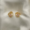 Arete Dormilona 02.387.0078 Oro Laminado, Diseño de Corazón, con Rosado Zirconia Cubica and Blanca Micro Pave, Pulido, Tono Dorado