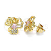 Arete Dormilona 02.387.0078 Oro Laminado, Diseño de Corazón, con Rosado Zirconia Cubica and Blanca Micro Pave, Pulido, Tono Dorado