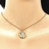 Dije Elegante 05.381.0004 Oro Laminado, Diseño de Osito y Luna, con Blanca and Negro Micro Pave, Pulido, Tono Dorado