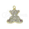 Dije Elegante 05.381.0005 Oro Laminado, Diseño de Osito, con Multicolor Micro Pave, Pulido, Tono Dorado