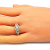 Anillo Multi Piedra 01.94.0005.09 Oro Laminado, con Blanca Zirconia Cubica and Blanca Micro Pave, Pulido, Tono Dorado (Size 9)