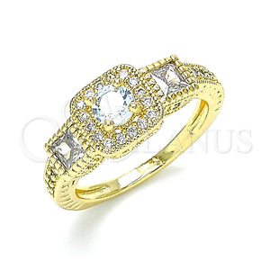 Anillo Multi Piedra 01.94.0005.09 Oro Laminado, con Blanca Zirconia Cubica and Blanca Micro Pave, Pulido, Tono Dorado (Size 9)
