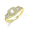 Anillo Multi Piedra 01.94.0005.09 Oro Laminado, con Blanca Zirconia Cubica and Blanca Micro Pave, Pulido, Tono Dorado (Size 9)