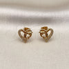 Arete Dormilona 02.342.0176 Oro Laminado, Diseño de Delfín y Corazón, con Blanca Micro Pave, Pulido, Tono Dorado