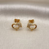 Arete Dormilona 02.342.0179 Oro Laminado, Diseño de Delfín, con Blanca Micro Pave, Pulido, Tono Dorado