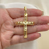 Dije Religioso 05.253.0156 Oro Laminado, Diseño de Crucifijo, Pulido, Tono Dorado