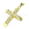 Dije Religioso 05.253.0156 Oro Laminado, Diseño de Crucifijo, Pulido, Tono Dorado