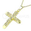 Dije Religioso 05.253.0156 Oro Laminado, Diseño de Crucifijo, Pulido, Tono Dorado