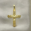 Dije Religioso 05.253.0156 Oro Laminado, Diseño de Crucifijo, Pulido, Tono Dorado