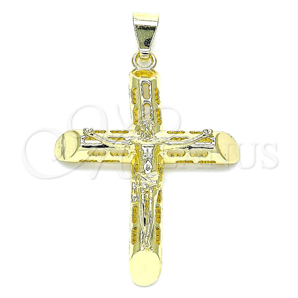 Dije Religioso 05.253.0156 Oro Laminado, Diseño de Crucifijo, Pulido, Tono Dorado