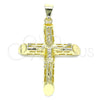 Dije Religioso 05.253.0156 Oro Laminado, Diseño de Crucifijo, Pulido, Tono Dorado