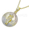 Dije Religioso 05.253.0160 Oro Laminado, Diseño de San Judas, Diamantado, Tres Tonos