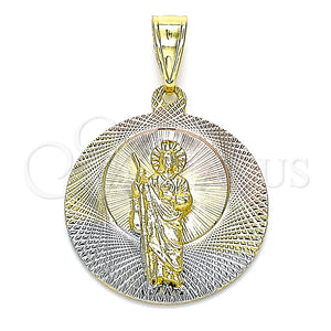 Dije Religioso 05.253.0160 Oro Laminado, Diseño de San Judas, Diamantado, Tres Tonos