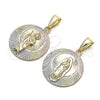 Dije Religioso 05.253.0160 Oro Laminado, Diseño de San Judas, Diamantado, Tres Tonos