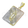 Dije Religioso 05.253.0163 Oro Laminado, Diseño de Guadalupe, Diamantado, Tres Tonos