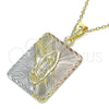 Dije Religioso 05.253.0163 Oro Laminado, Diseño de Guadalupe, Diamantado, Tres Tonos