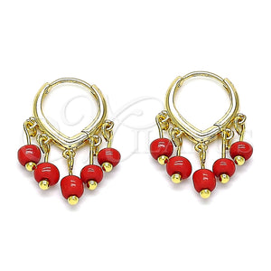 Argolla Huggie 02.63.2731.15 Oro Laminado, Resinado Rojo, Tono Dorado