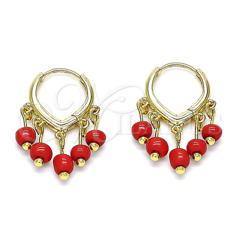 Argolla Huggie 02.63.2731.15 Oro Laminado, Resinado Rojo, Tono Dorado