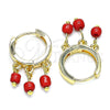 Argolla Huggie 02.63.2732.15 Oro Laminado, Resinado Rojo, Tono Dorado