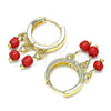 Argolla Huggie 02.63.2732.15 Oro Laminado, Resinado Rojo, Tono Dorado