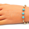 Pulsera Elegante 03.63.2224.1.08 Oro Laminado, Diseño de Bola, con Turquoise Perla, Diamantado, Tono Dorado (06 MM Thickness, 8 Inches Length)