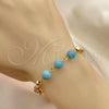 Pulsera Elegante 03.63.2224.1.08 Oro Laminado, Diseño de Bola, con Turquoise Perla, Diamantado, Tono Dorado (06 MM Thickness, 8 Inches Length)