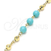 Pulsera Elegante 03.63.2224.1.08 Oro Laminado, Diseño de Bola, con Turquoise Perla, Diamantado, Tono Dorado (06 MM Thickness, 8 Inches Length)
