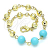 Pulsera Elegante 03.63.2224.1.08 Oro Laminado, Diseño de Bola, con Turquoise Perla, Diamantado, Tono Dorado (06 MM Thickness, 8 Inches Length)