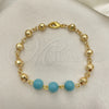 Pulsera Elegante 03.63.2224.1.08 Oro Laminado, Diseño de Bola, con Turquoise Perla, Diamantado, Tono Dorado (06 MM Thickness, 8 Inches Length)