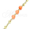 Pulsera Elegante 03.63.2224.2.08 Oro Laminado, Diseño de Bola, con Rosado Perla, Diamantado, Tono Dorado (06 MM Thickness, 8 Inches Length)
