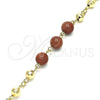 Pulsera Elegante 03.63.2224.3.08 Oro Laminado, Diseño de Bola, con Onix Negro Goldstone Venturina, Diamantado, Tono Dorado (06 MM Thickness, 8 Inches Length)