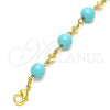 Tobillera Elegante 03.63.2226.1.10 Oro Laminado, Diseño de Bola, con Turquoise Perla, Pulido, Tono Dorado (08 MM Thickness, 10 Inches Length)