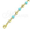 Tobillera Elegante 03.63.2227.1.10 Oro Laminado, Diseño de Bola, con Turquoise Perla, Pulido, Tono Dorado (06 MM Thickness, 10 Inches Length)