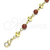 Tobillera Elegante 03.63.2227.3.10 Oro Laminado, Diseño de Bola, con Onix Negro Goldstone Venturina, Pulido, Tono Dorado (06 MM Thickness, 10 Inches Length)