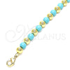 Tobillera Elegante 03.63.2228.1.10 Oro Laminado, Diseño de Bola, con Turquoise Perla, Pulido, Tono Dorado (06 MM Thickness, 10 Inches Length)